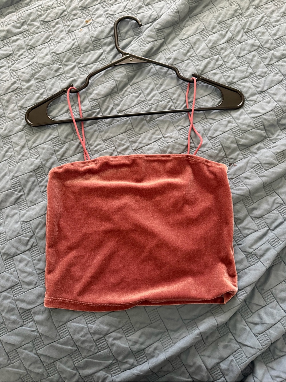 SHEIN Rusty Rose Velvet Cami Crop Top